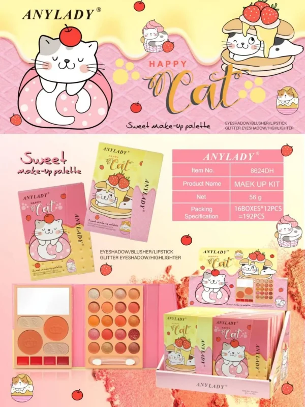 ANYLADY HAPPY CAT SWEET MAKE UP PALETTE X 12 SET/BOX